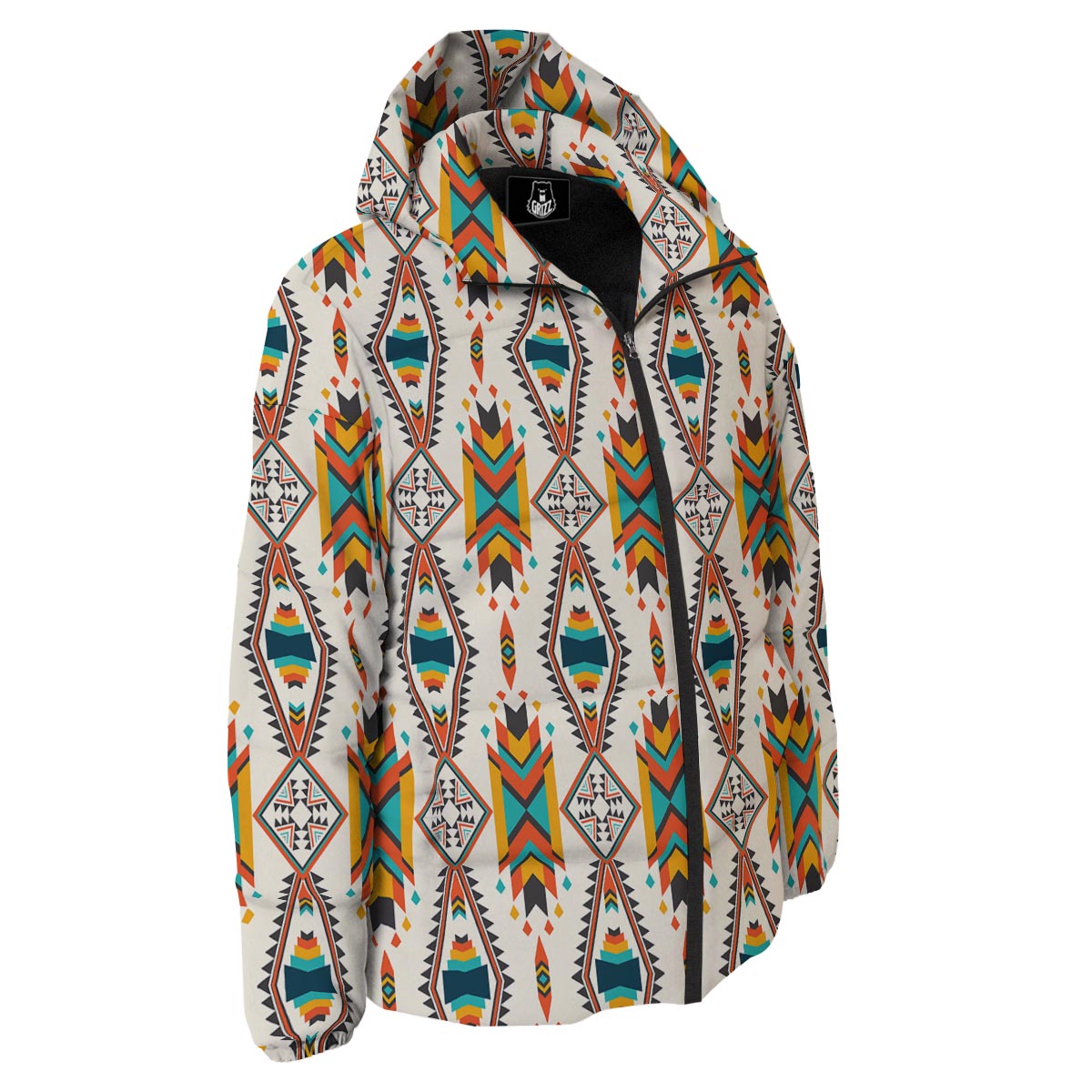 American Tribal Native Print Pattern Down Jacket-grizzshop