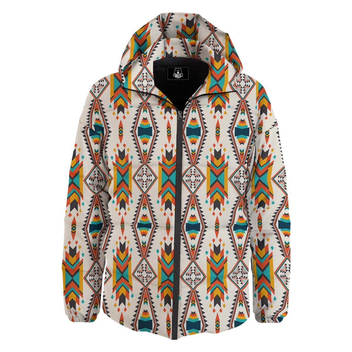 American Tribal Native Print Pattern Down Jacket-grizzshop