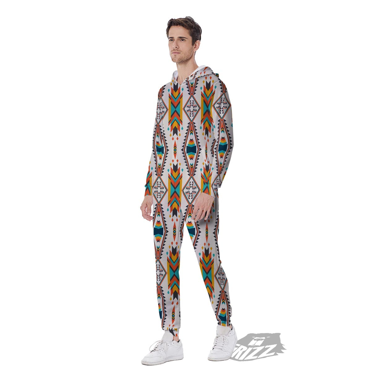 American Tribal Native Print Pattern Men's Jumpsuit-grizzshop