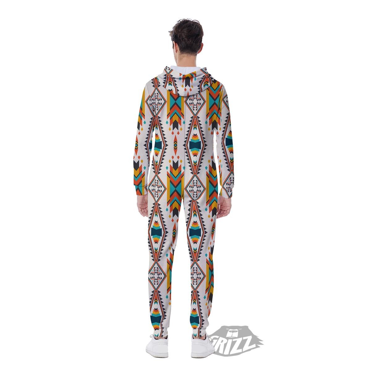 American Tribal Native Print Pattern Men's Jumpsuit-grizzshop