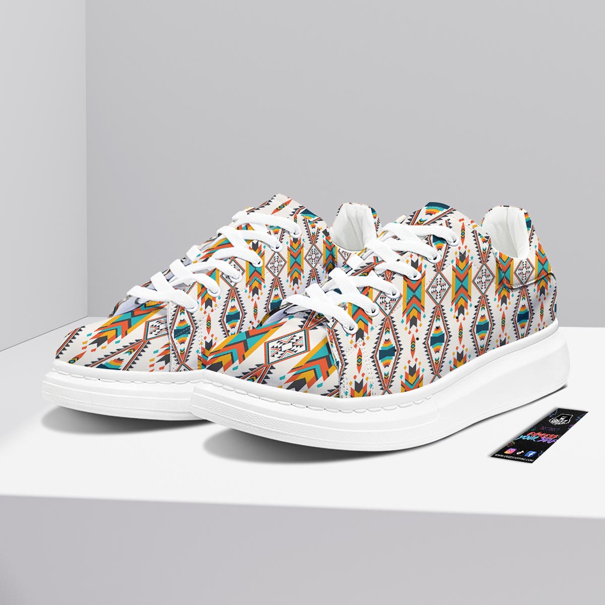 American Tribal Native Print Pattern Platform Shoes-grizzshop