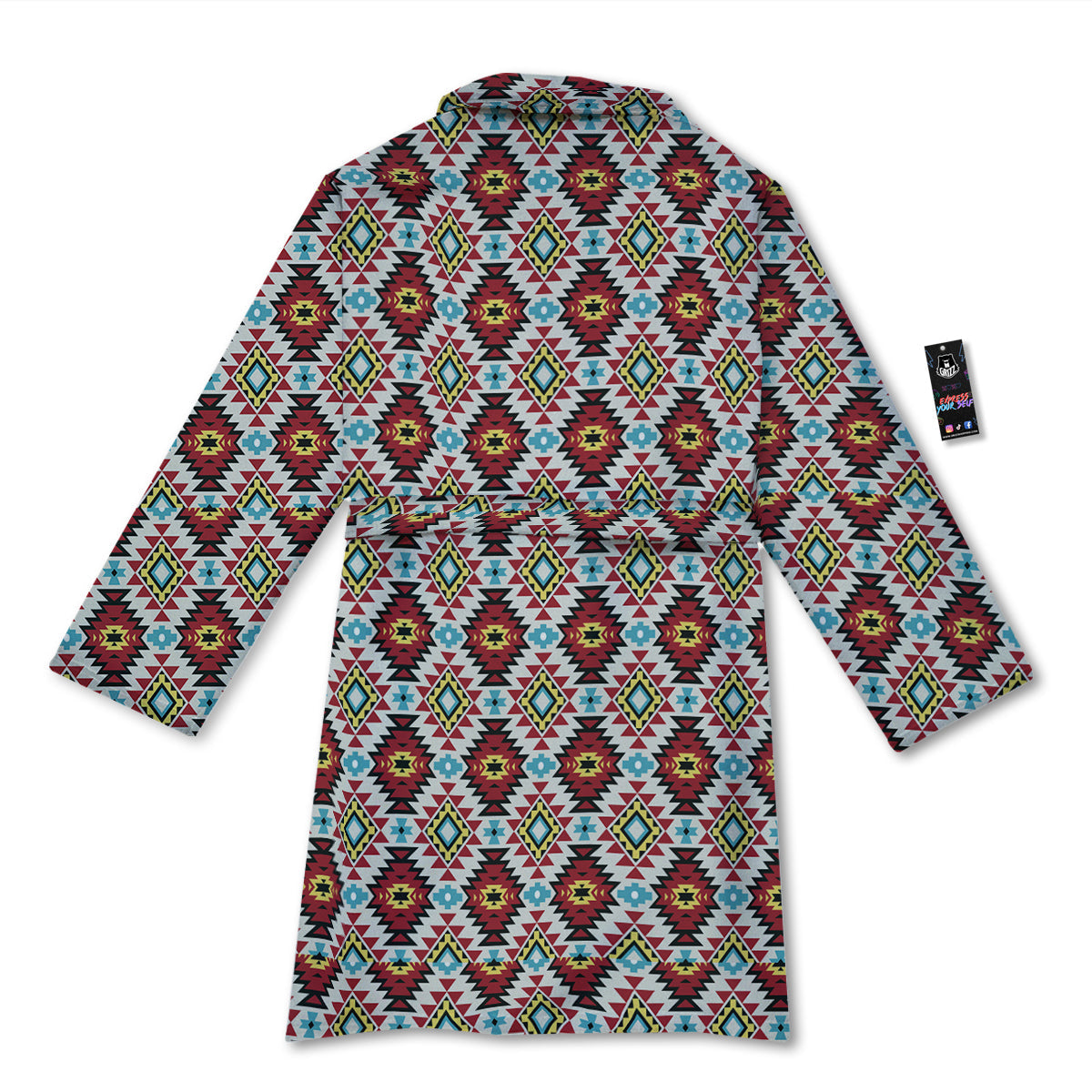 American Turquoise Native Print Pattern Bathrobe-grizzshop