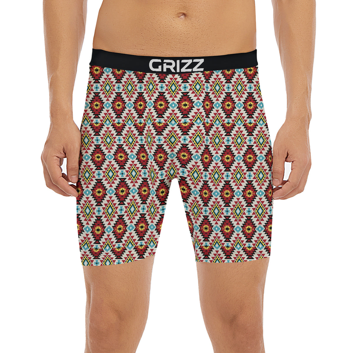 American Turquoise Native Print Pattern Boxer Briefs-grizzshop
