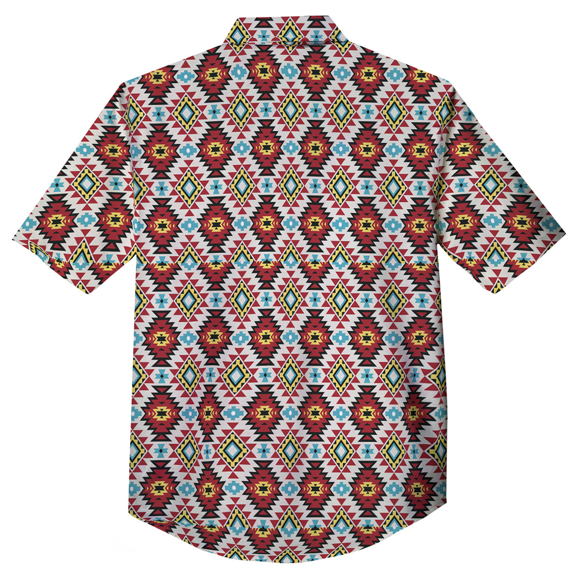 American Turquoise Native Print Pattern Button Up Shirt-grizzshop