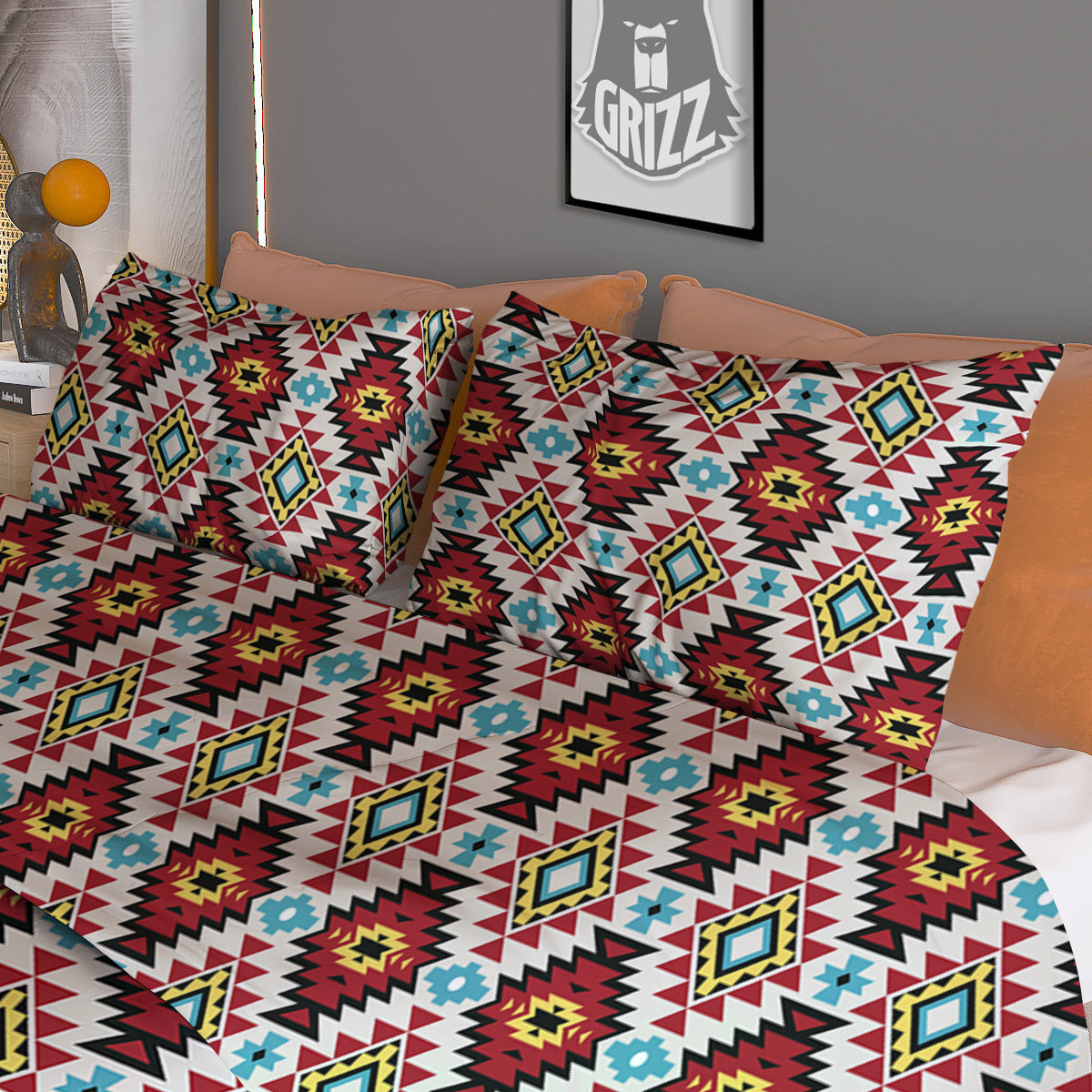 American Turquoise Native Print Pattern Duvet Cover Bedding Set