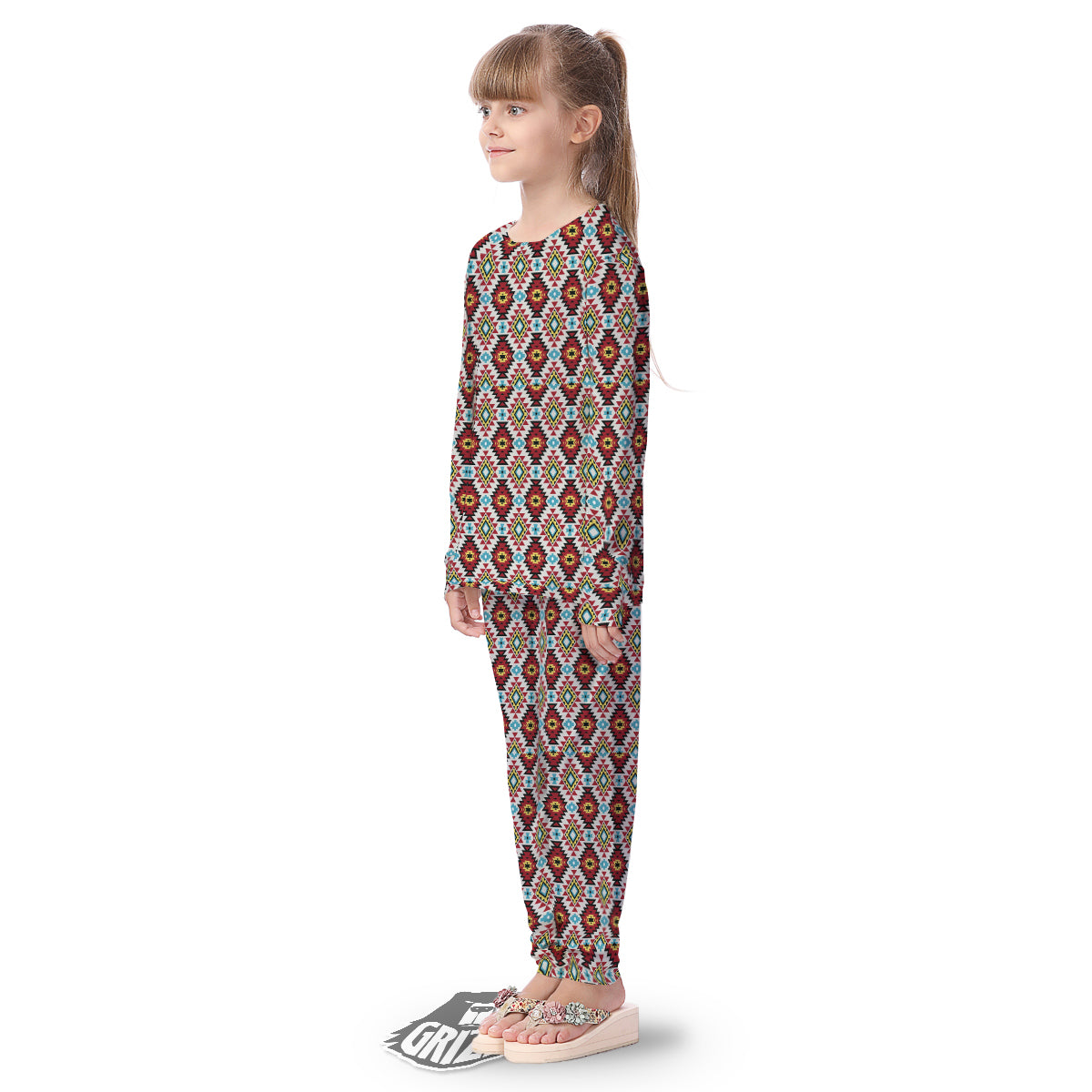 American Turquoise Native Print Pattern Kid's Pajamas-grizzshop