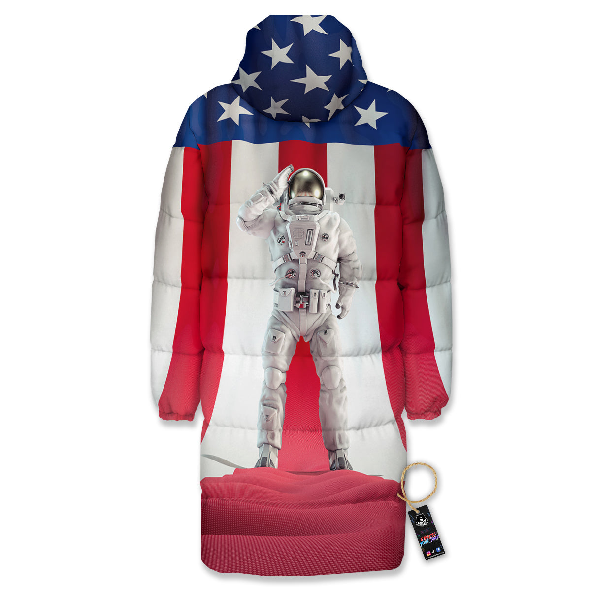 American Astronaut Print Long Down Jacket
