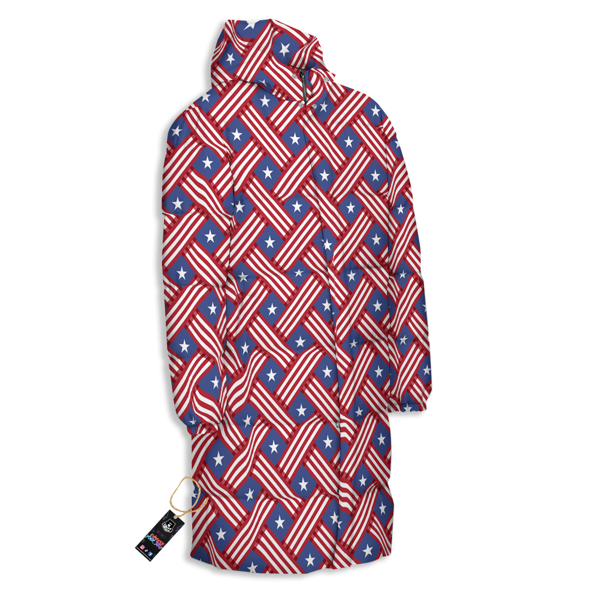 American Flag 4th of July Print Pattern Long Down Jacket