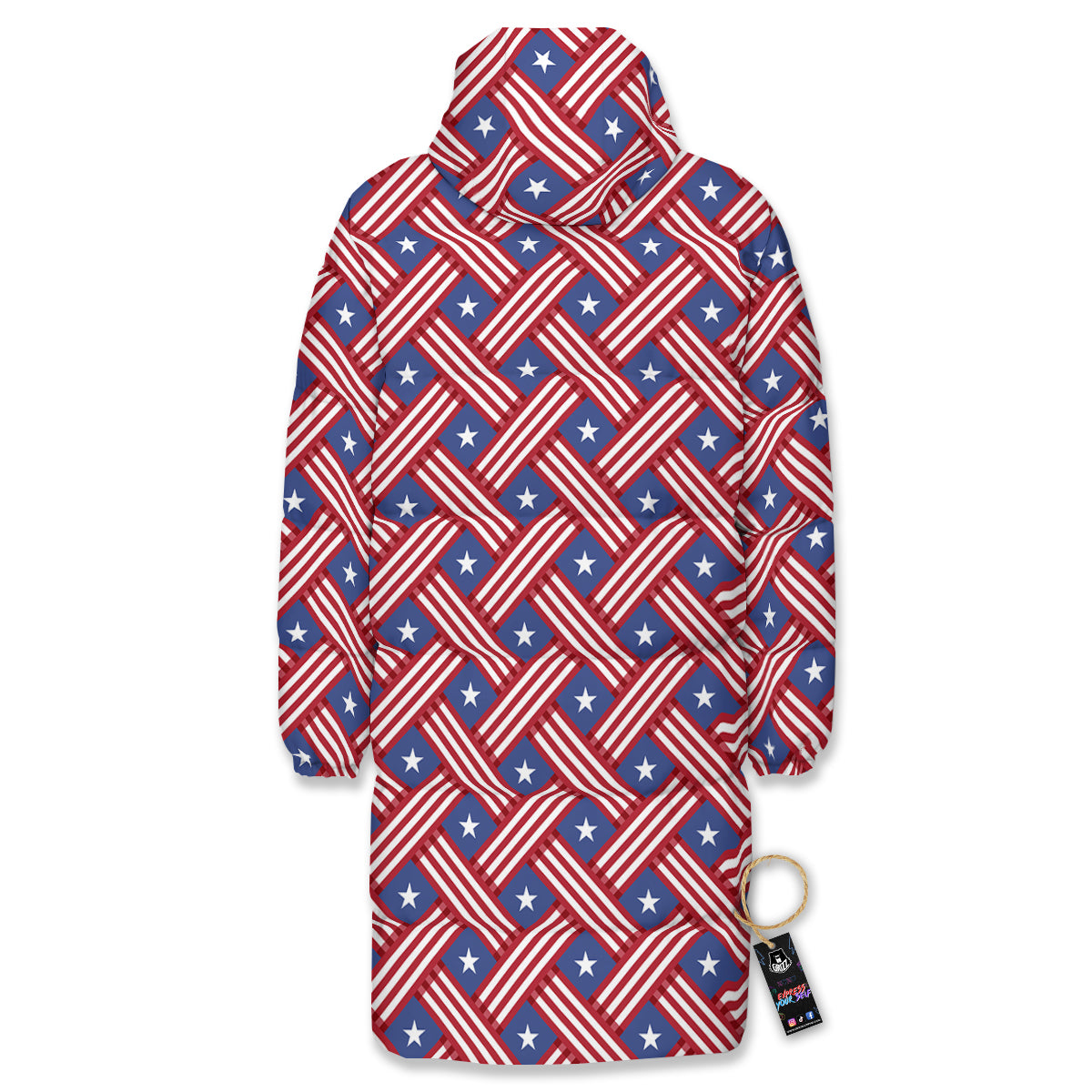 American Flag 4th of July Print Pattern Long Down Jacket
