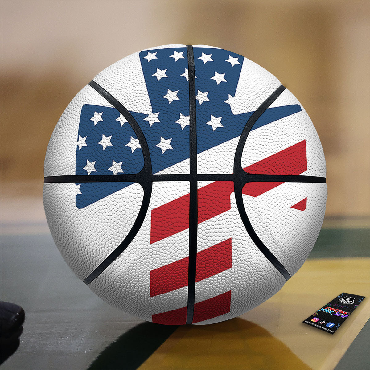 American Flag Christian Cross Print Basketball