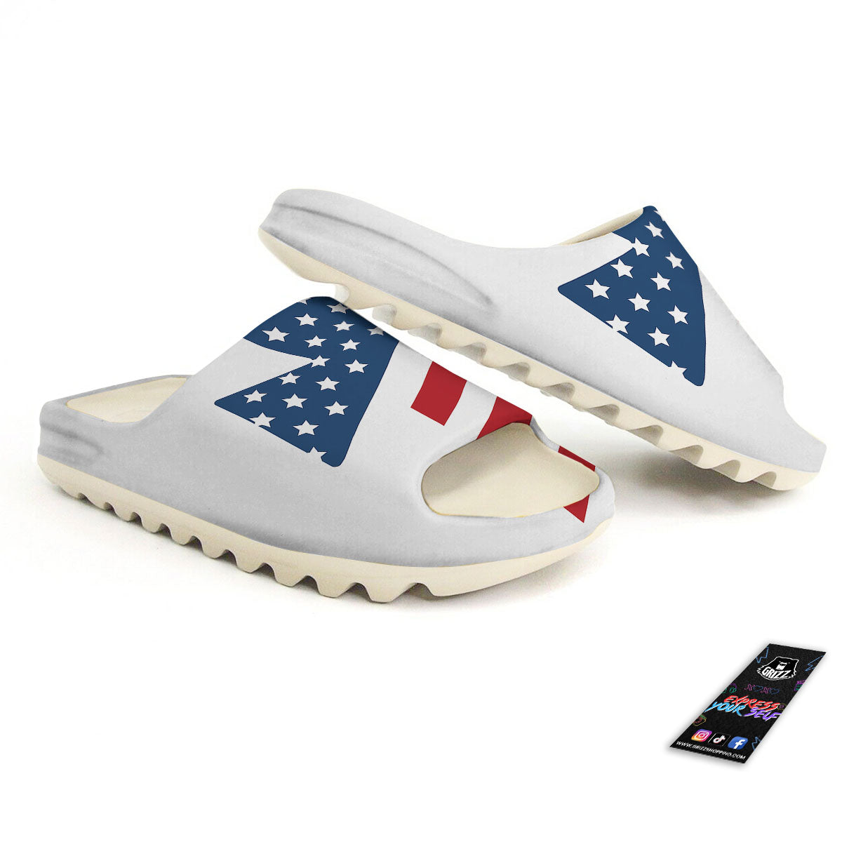 American Flag Christian Cross Print Sandals-grizzshop