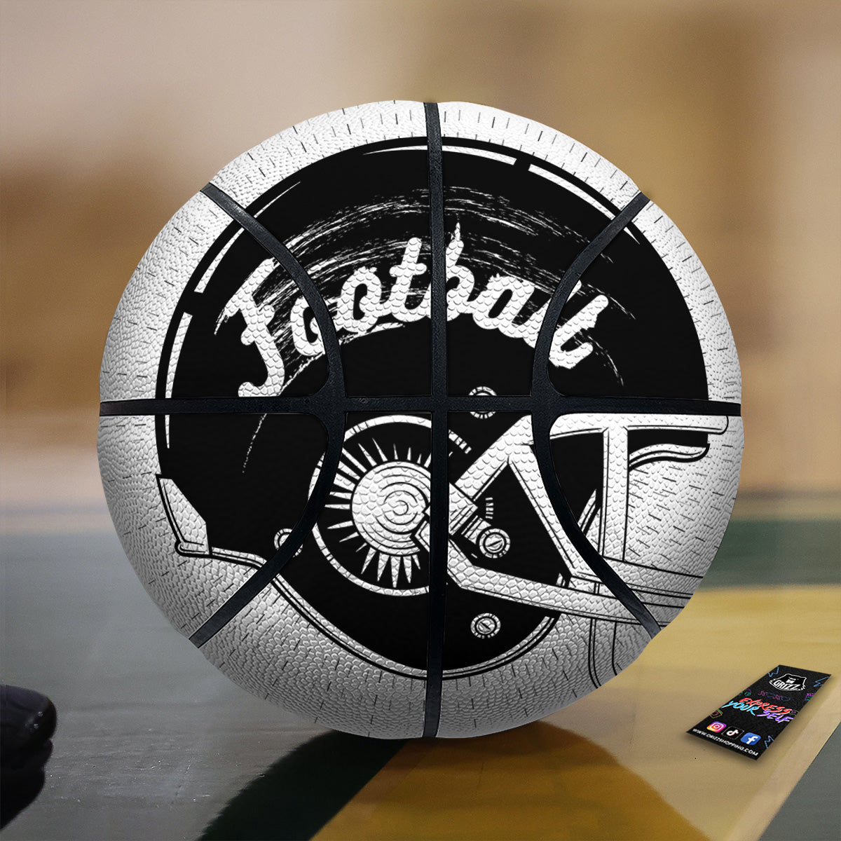 American Football White And Black Print Basketball