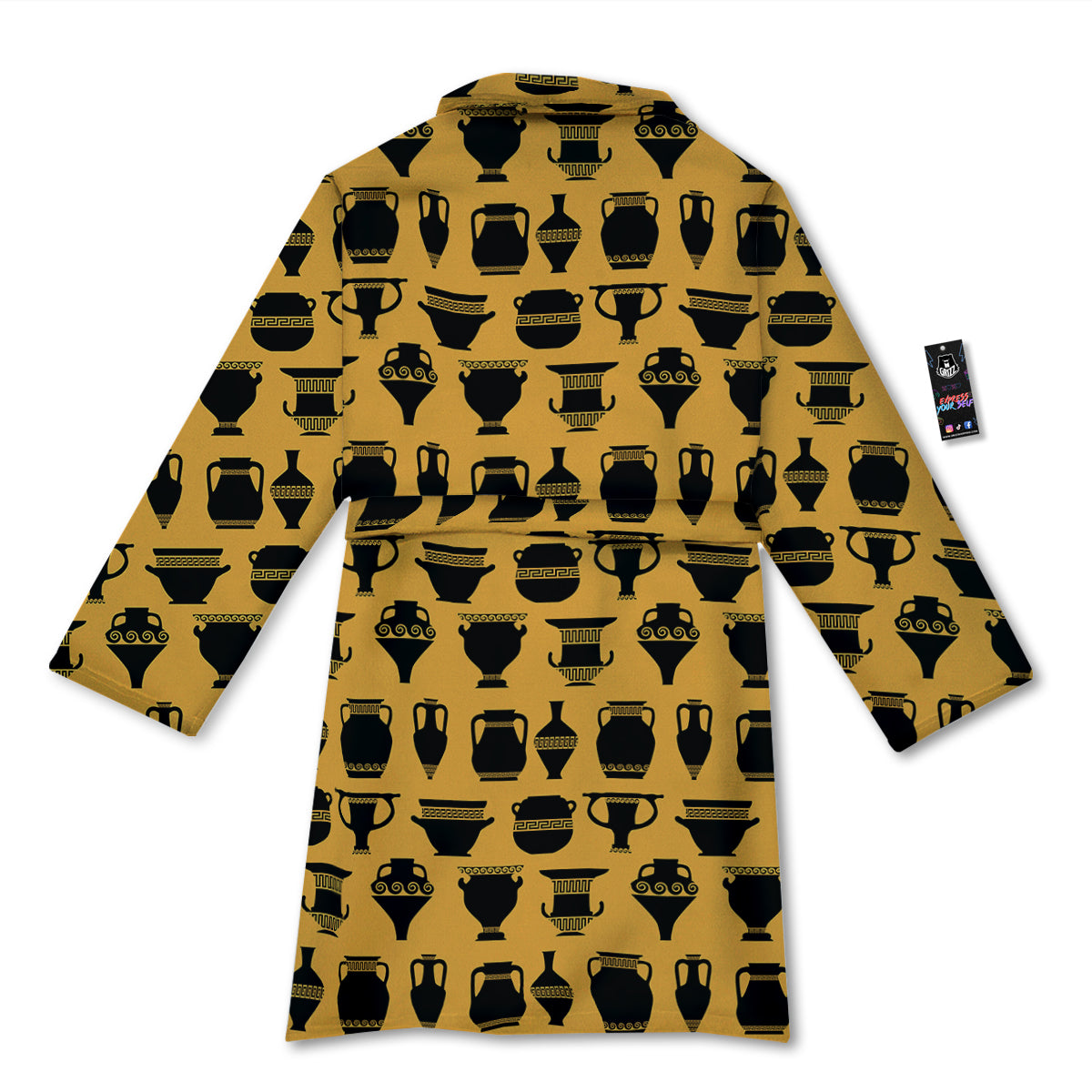 Amphora Black And Yellow Print Pattern Bathrobe-grizzshop