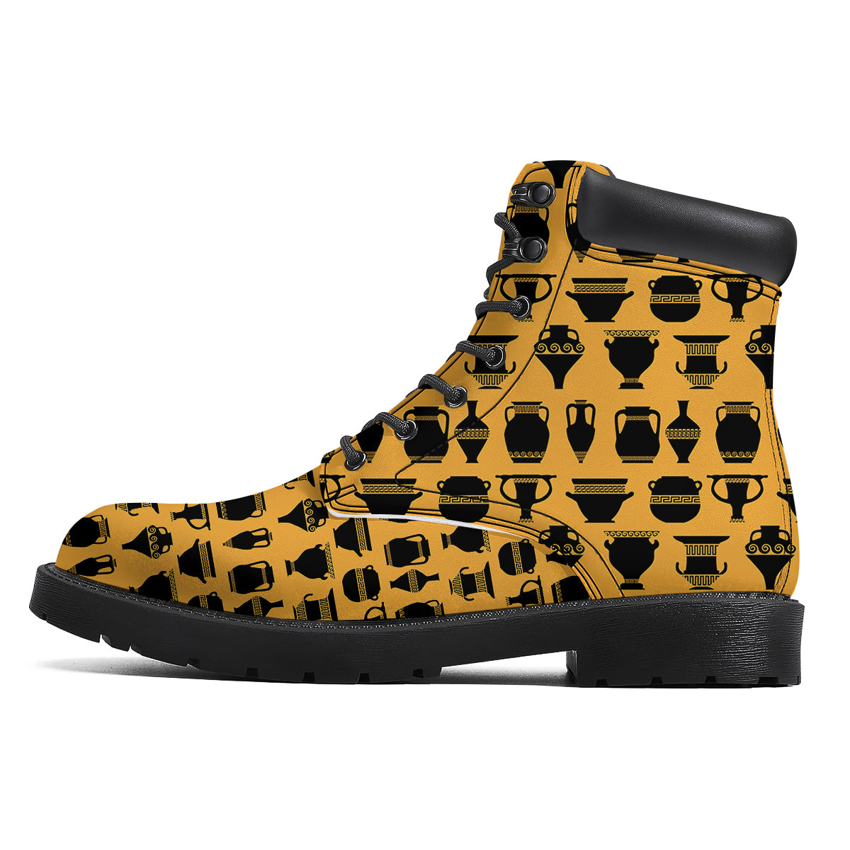Amphora Black And Yellow Print Pattern Boots-grizzshop
