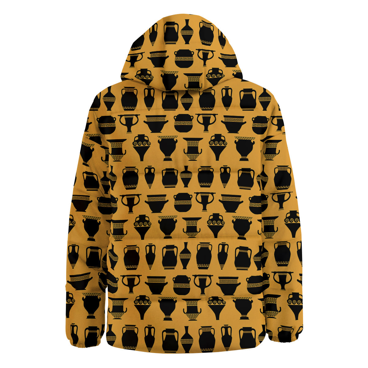 Amphora Black And Yellow Print Pattern Down Jacket-grizzshop