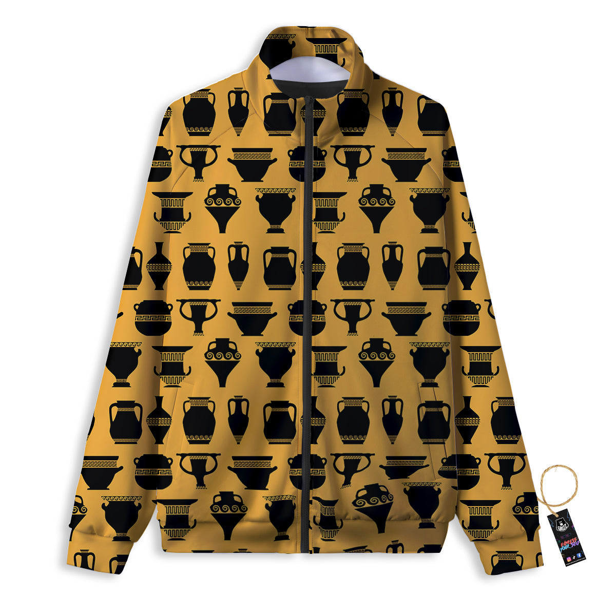 Amphora Black And Yellow Print Pattern Track Jacket-grizzshop