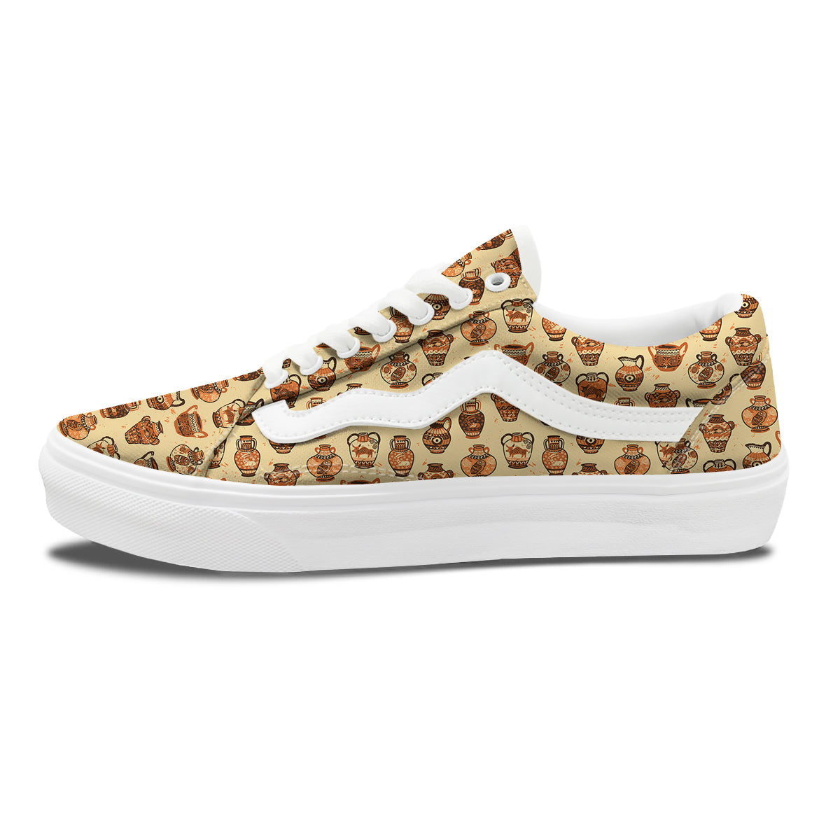 Amphora Greek Vintage Print Pattern Skate Shoes-grizzshop