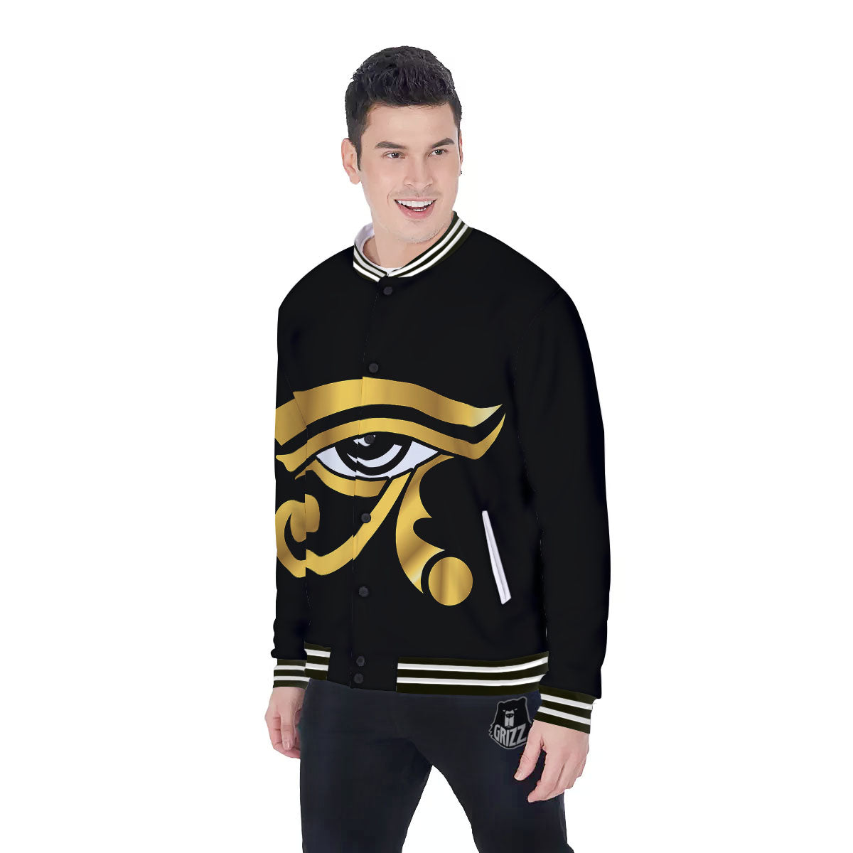 Amulet Eye Of Horus Print Baseball Jacket-grizzshop