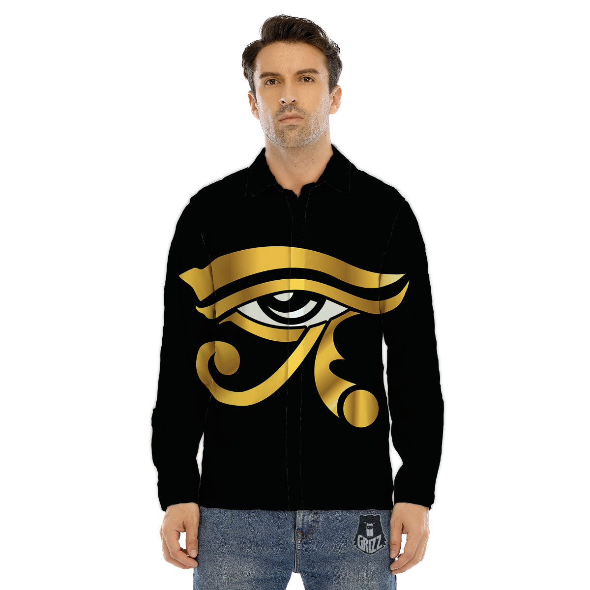 Amulet Eye Of Horus Print Men's Dress Shirts-grizzshop