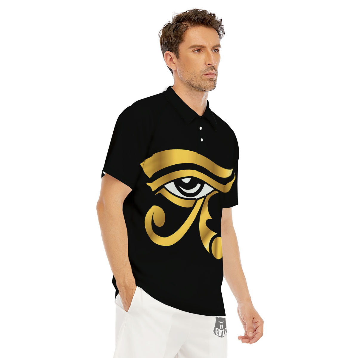Amulet Eye Of Horus Print Men's Golf Shirts-grizzshop