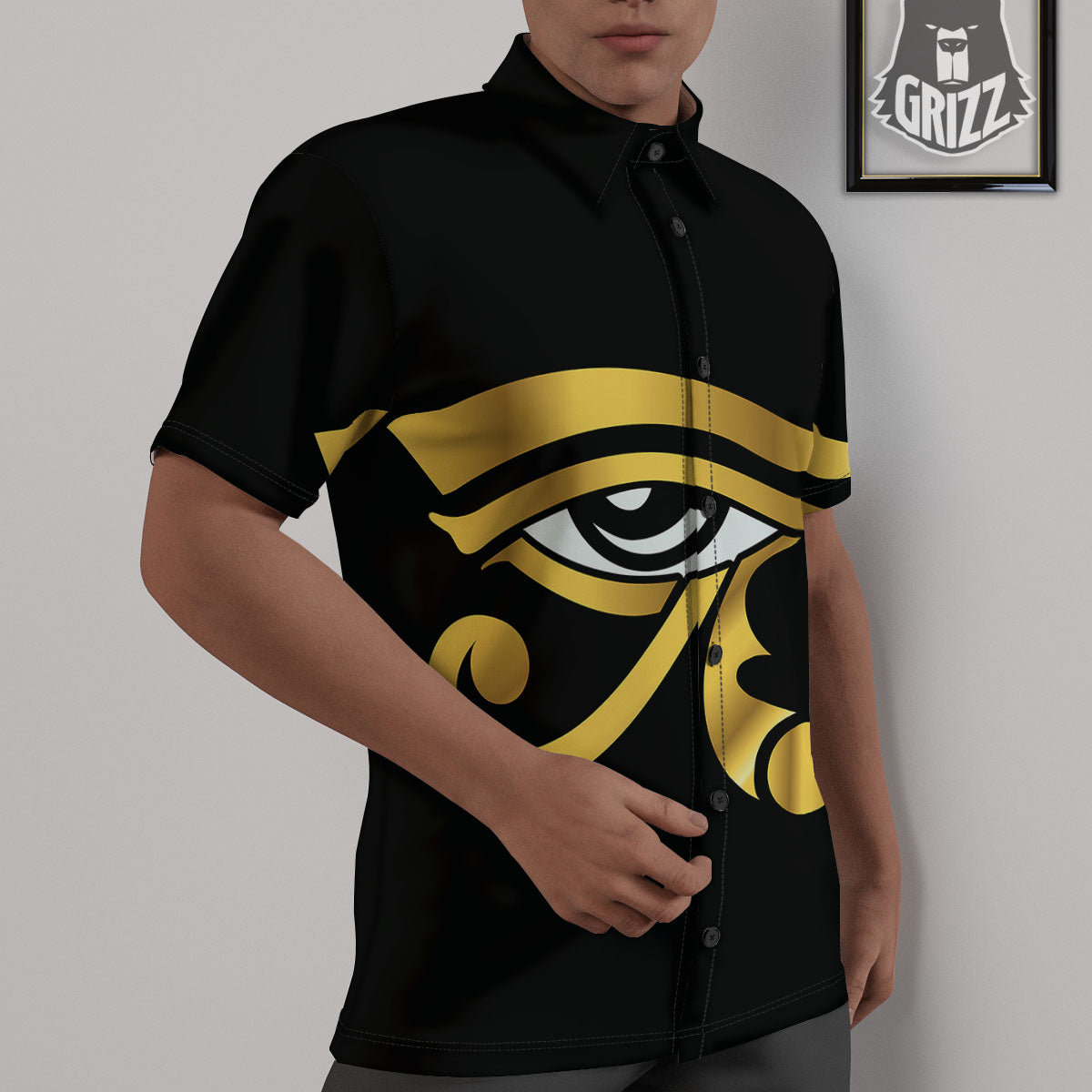 Amulet Eye Of Horus Print Untucked Shirts-grizzshop