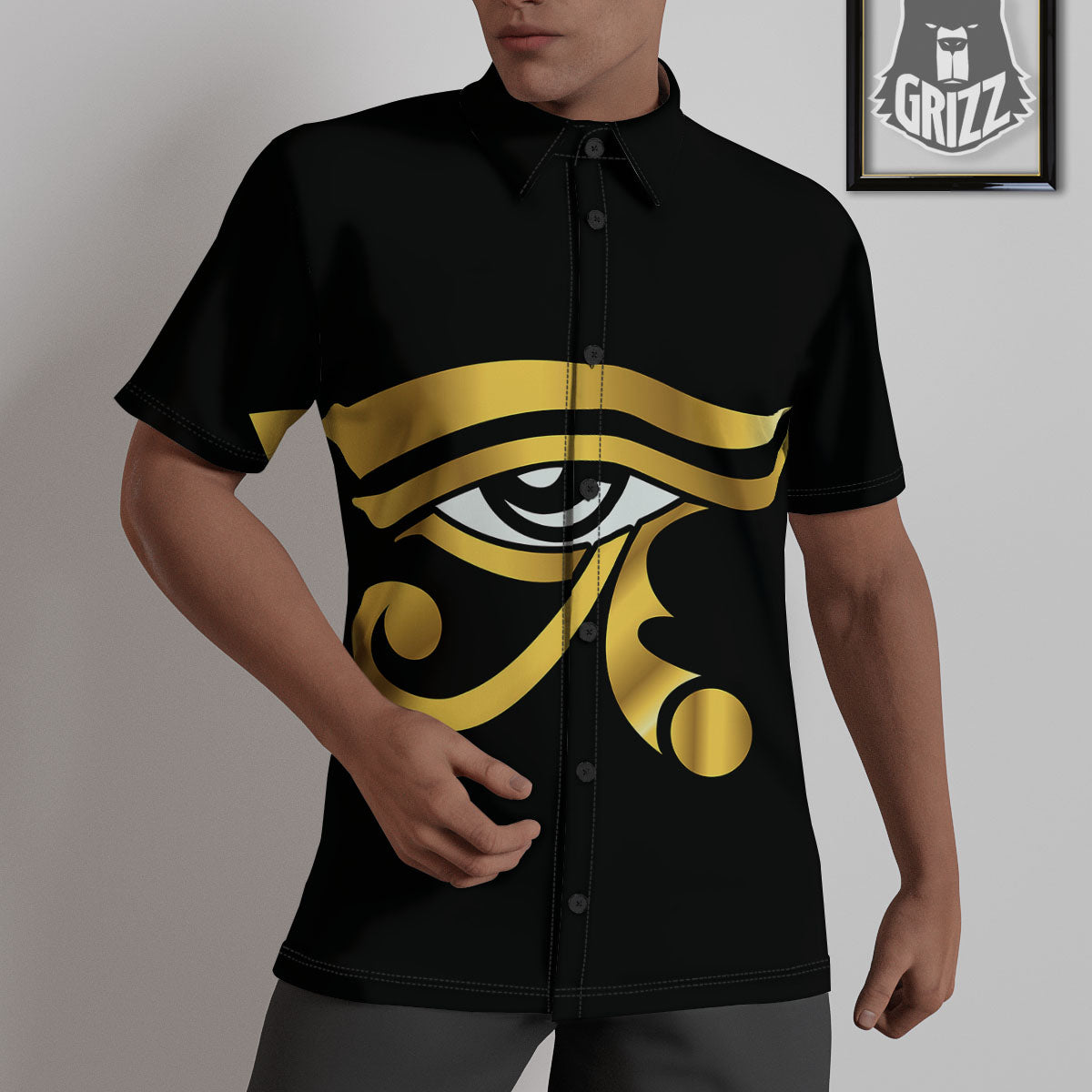Amulet Eye Of Horus Print Untucked Shirts-grizzshop