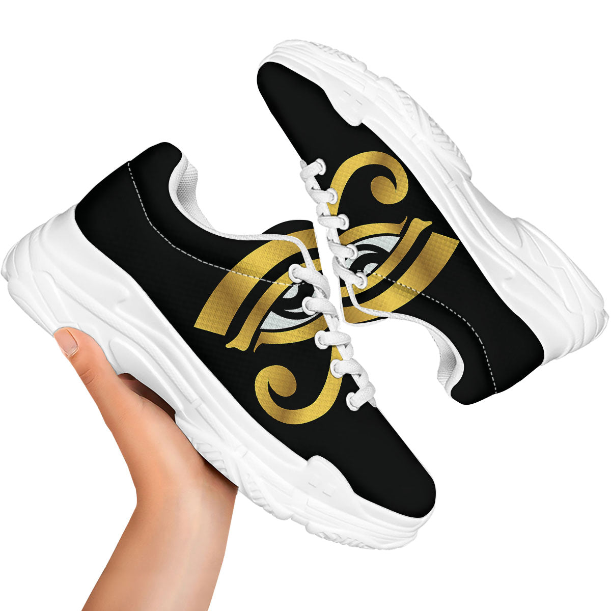 Amulet Eye Of Horus Print White Chunky Shoes-grizzshop