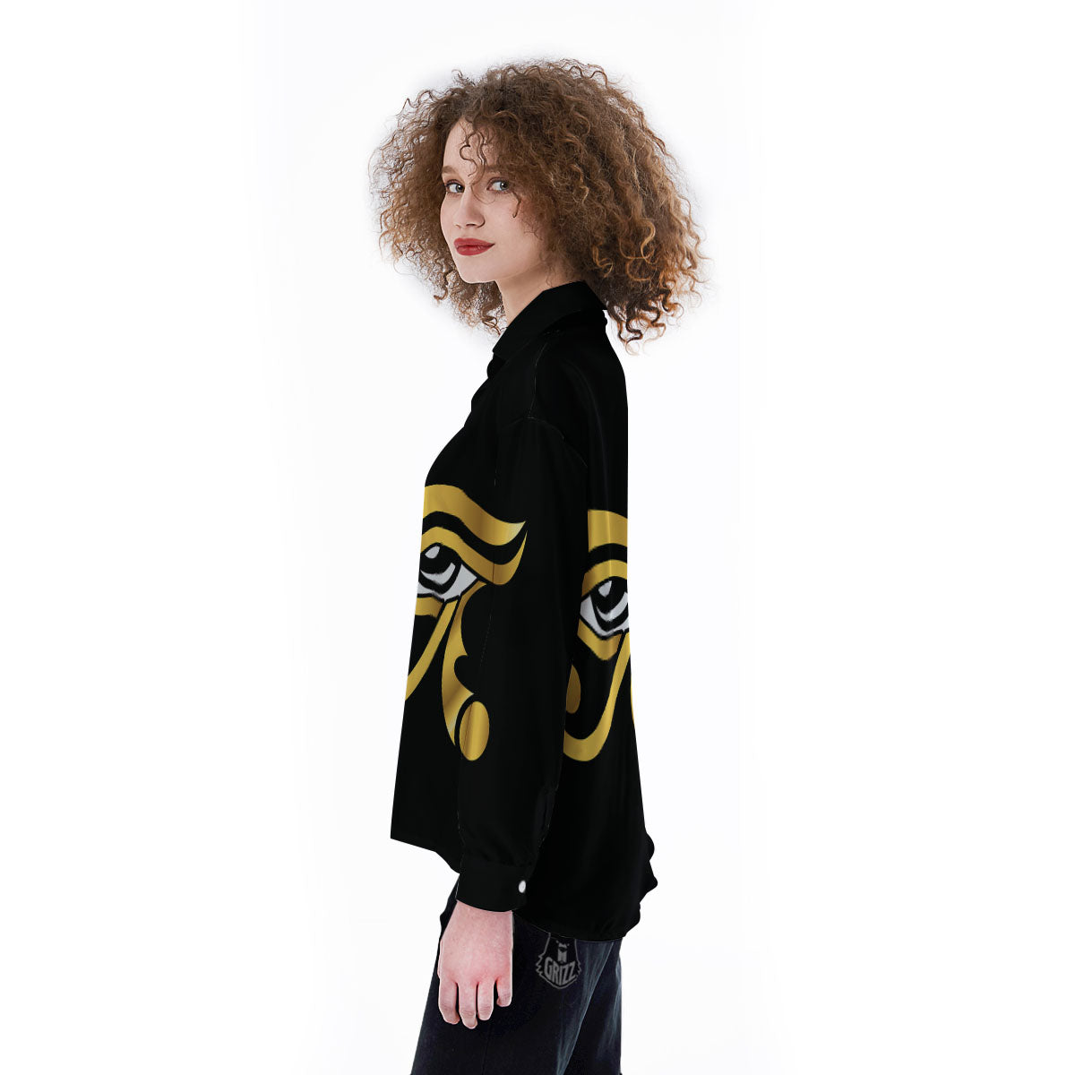 Amulet Eye Of Horus Print Women's Long Sleeve Shirts-grizzshop