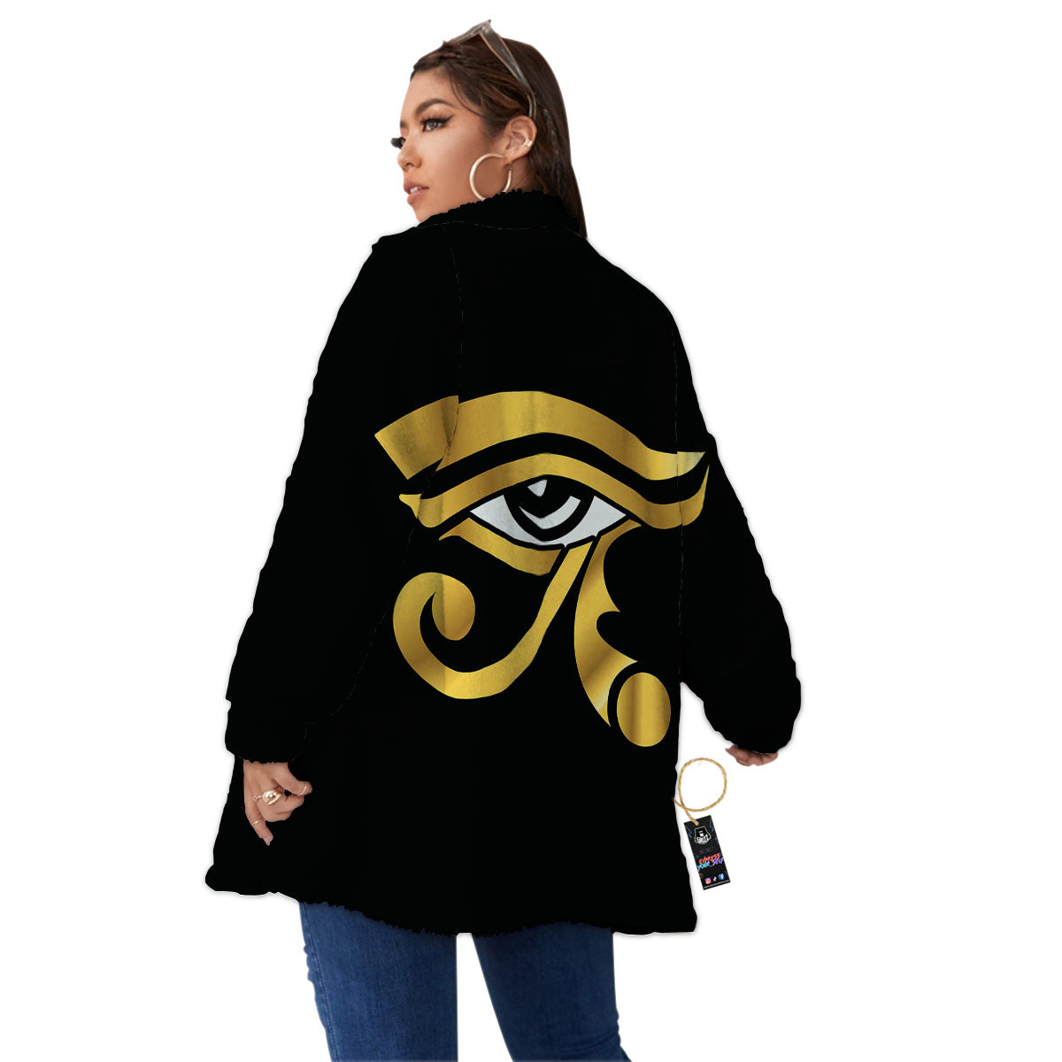 Amulet Eye Of Horus Print Women's Sherpa Jacket-grizzshop