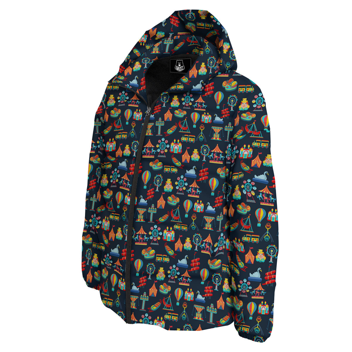 Amusement Park Colorful Print Pattern Down Jacket-grizzshop