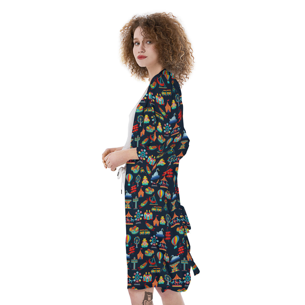 Amusement Park Colorful Print Pattern Kimono-grizzshop