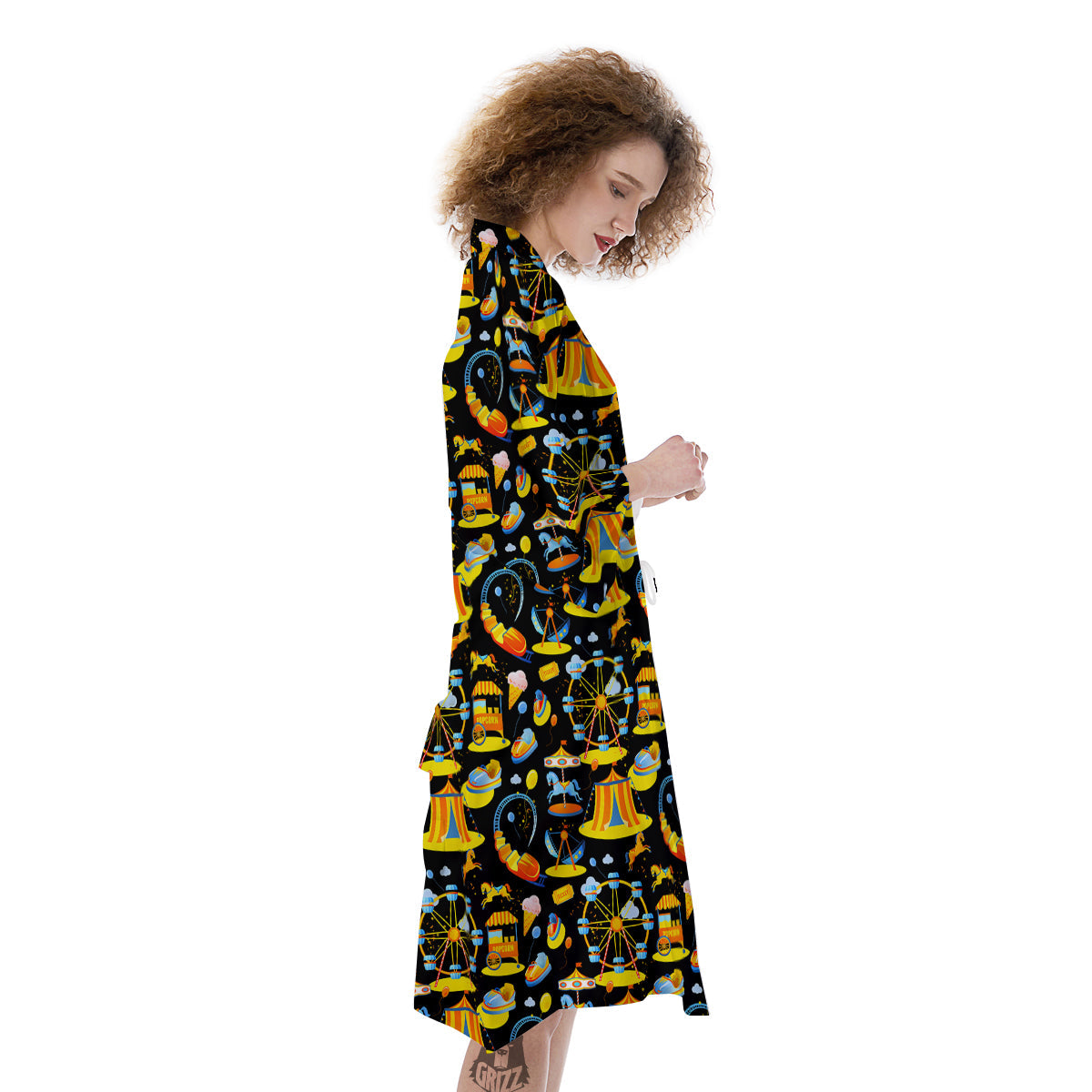 Amusement Park Entertainment Print Pattern Kimono-grizzshop