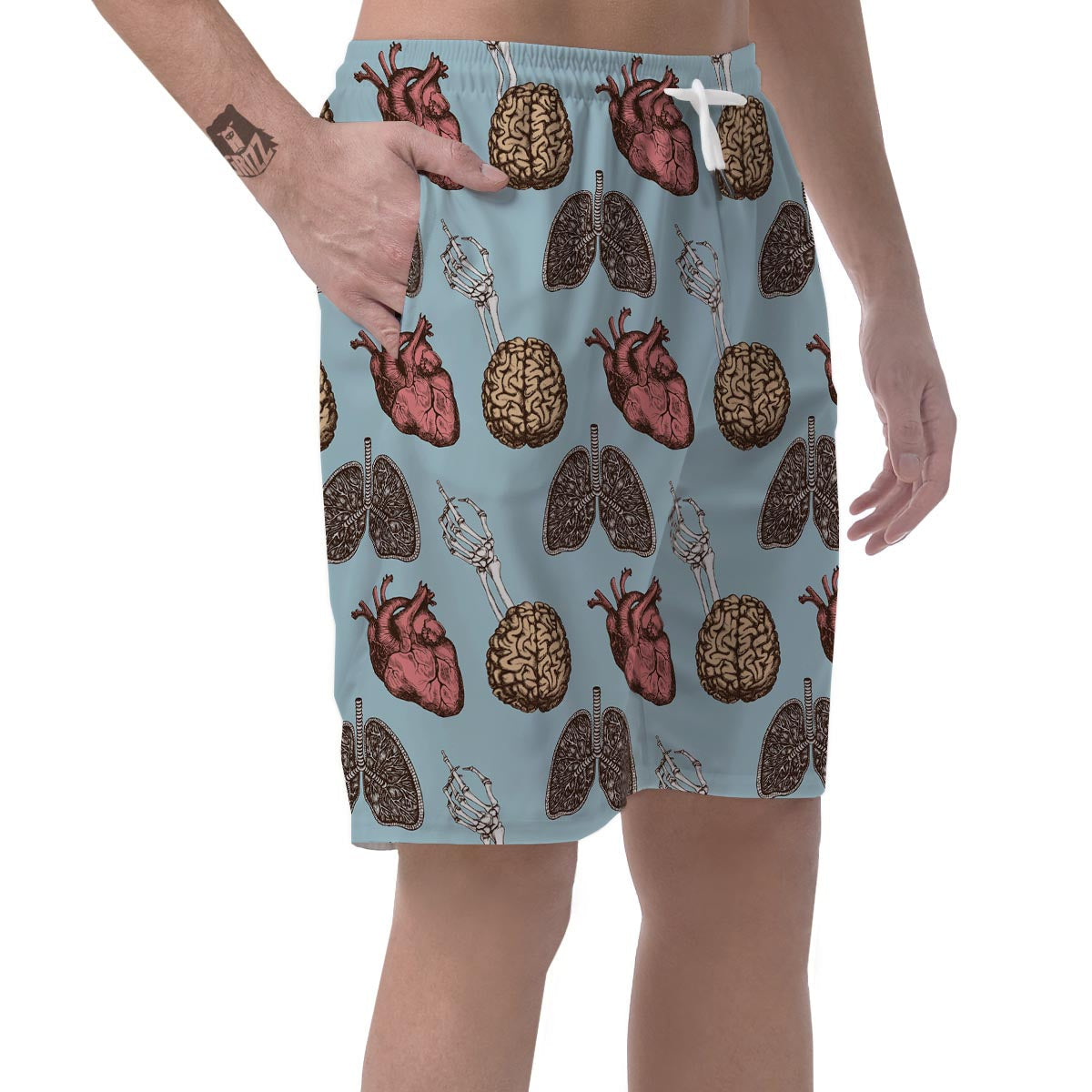 Anatomy Pattern Print Men's Shorts-grizzshop