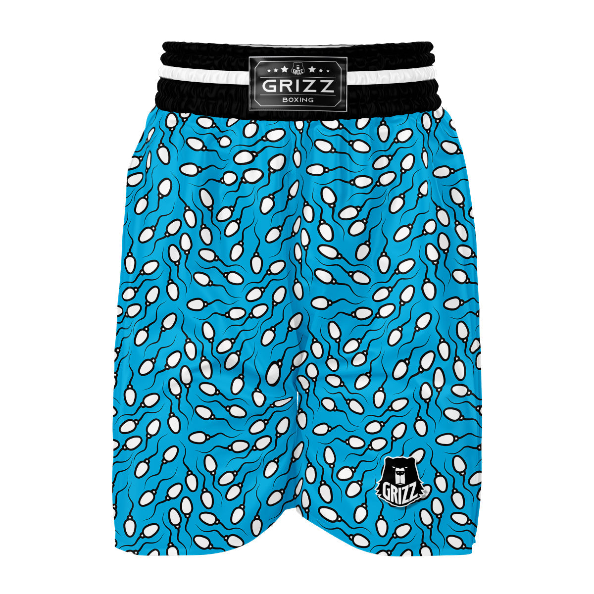 Anatomy Sperm Pattern Print Boxing Shorts-grizzshop