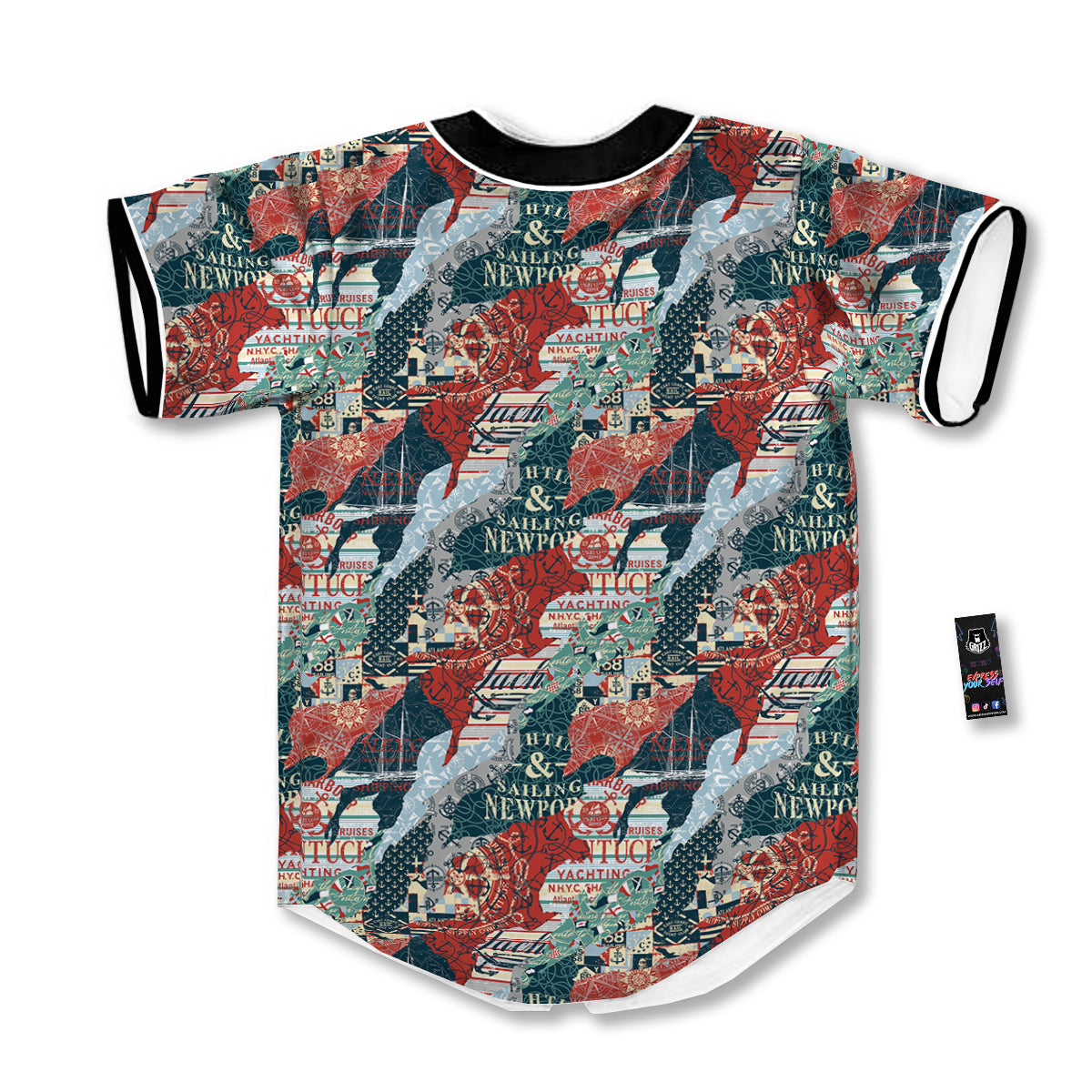 Anchor Abstract Nautical Print Pattern Baseball Jersey-grizzshop
