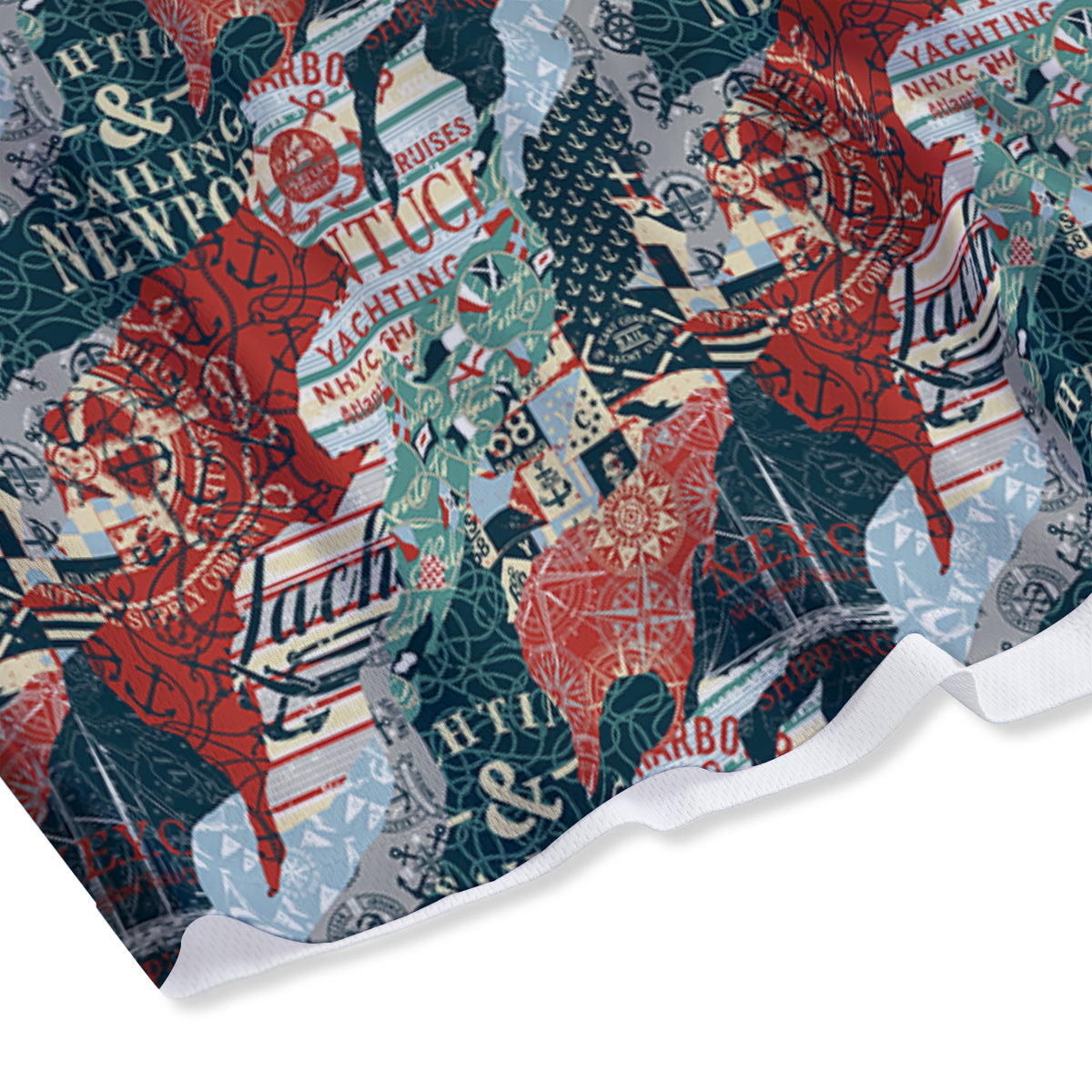 Anchor Abstract Nautical Print Pattern Mesh Shorts-grizzshop