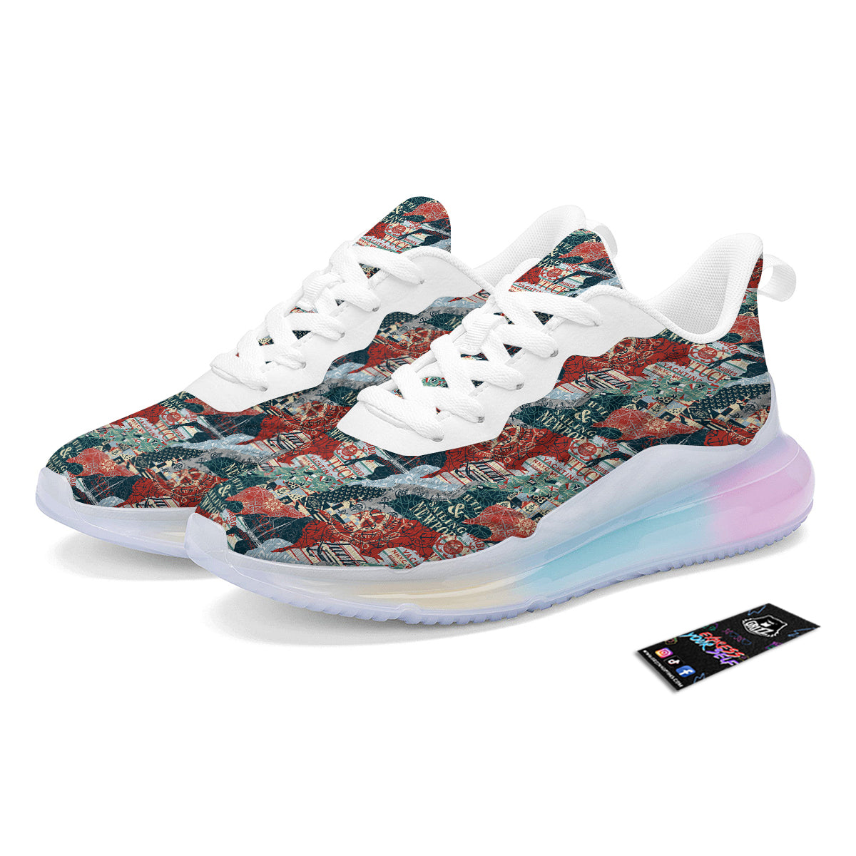 Anchor Abstract Nautical Print Pattern Running Sneakers-grizzshop