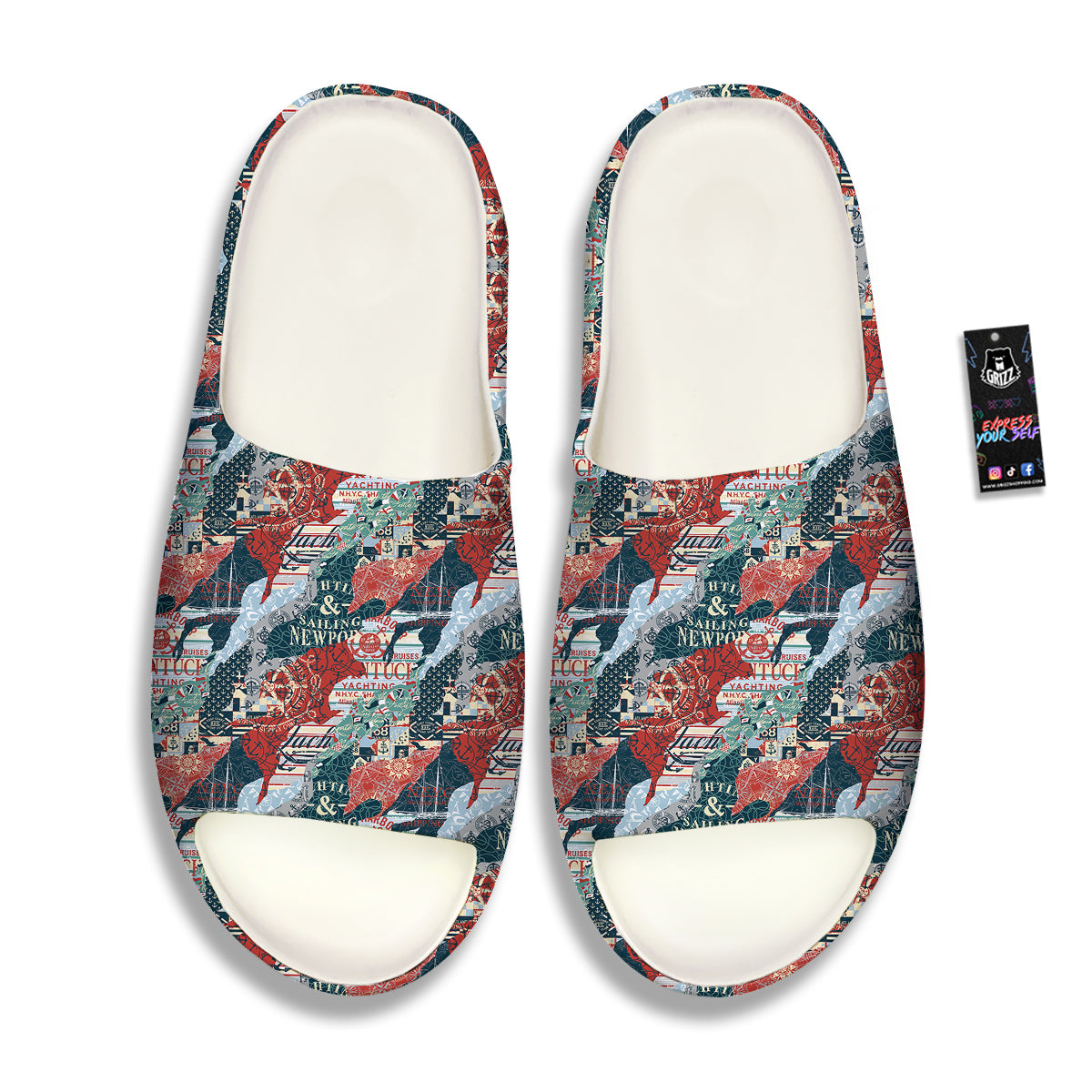 Anchor Abstract Nautical Print Pattern Sandals-grizzshop