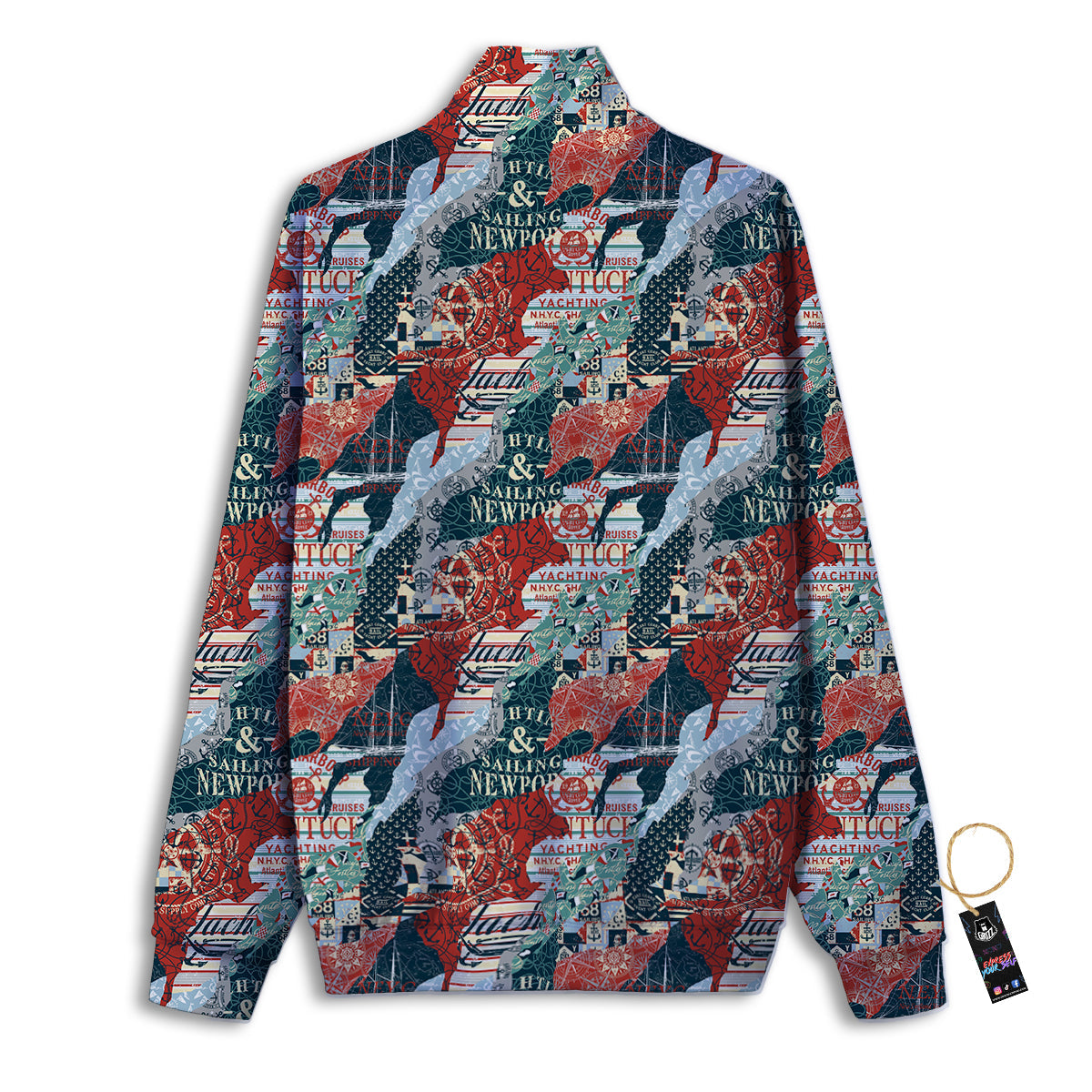 Anchor Abstract Nautical Print Pattern Track Jacket-grizzshop