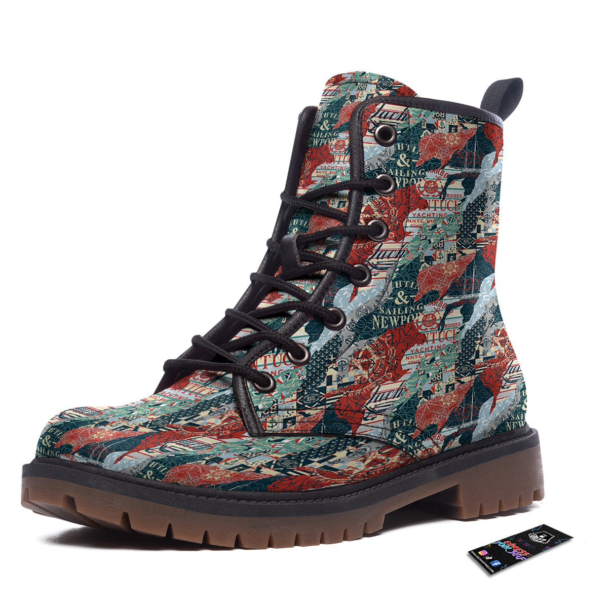 Anchor Abstract Nautical Print Pattern Work Boots-grizzshop