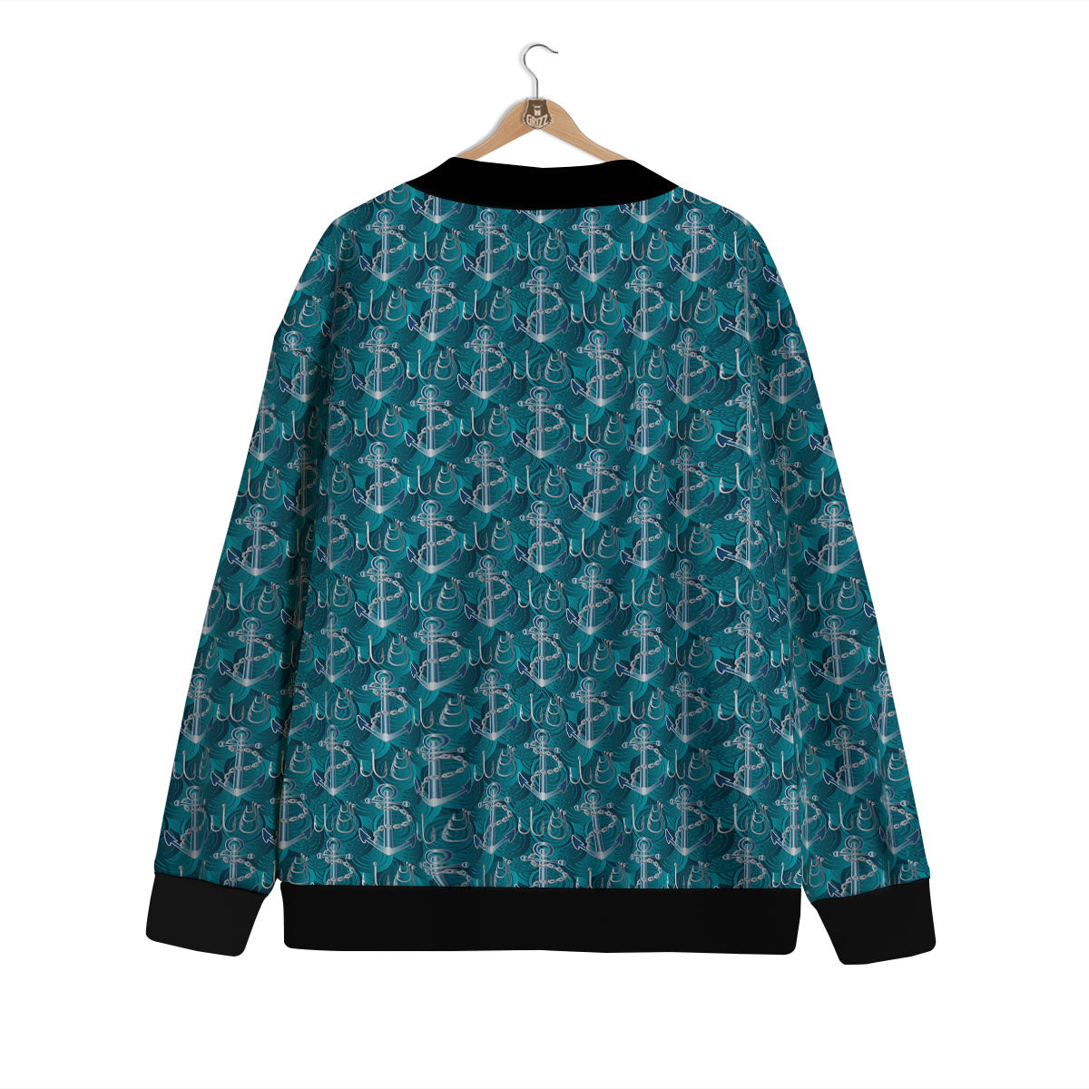 Anchor Blue Print Pattern Cardigan-grizzshop