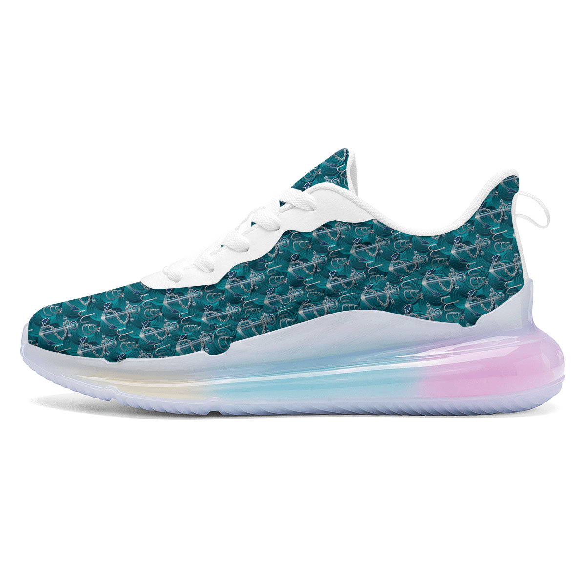 Anchor Blue Print Pattern Running Sneakers-grizzshop