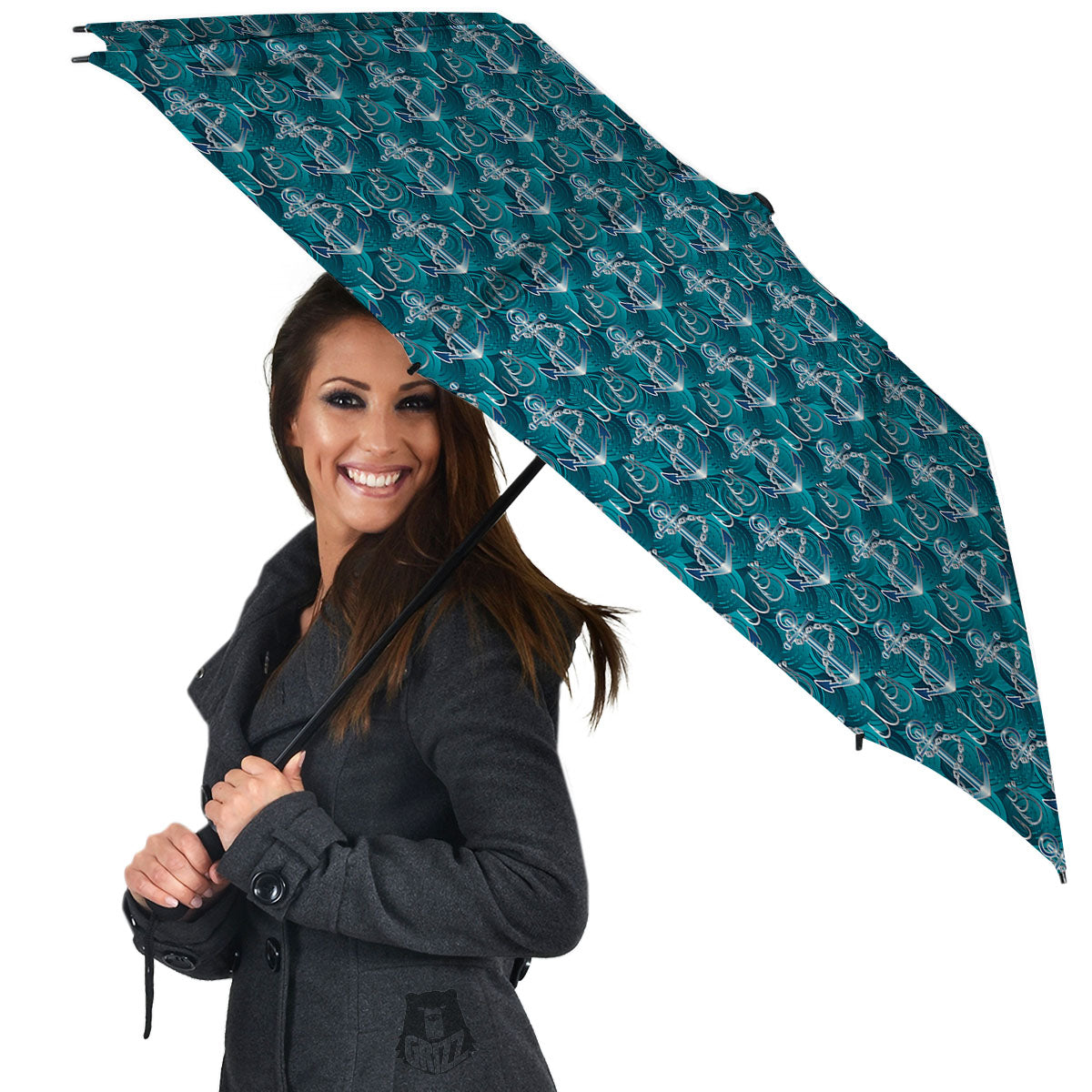 Anchor Blue Print Pattern Umbrella-grizzshop