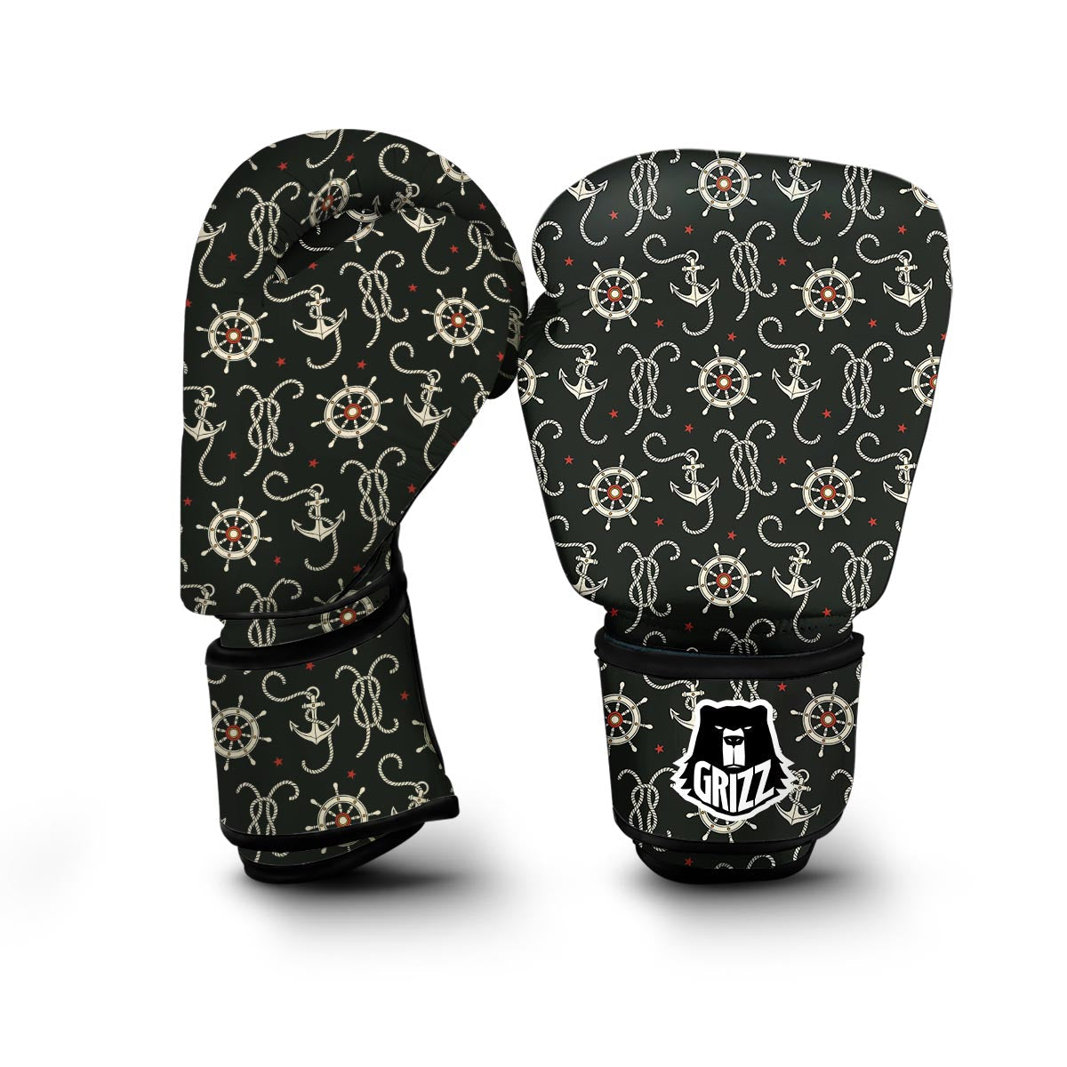 Anchor Nautical Pattern Print Boxing Gloves-grizzshop