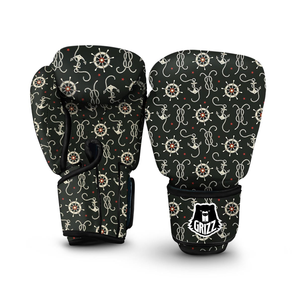 Anchor Nautical Pattern Print Boxing Gloves-grizzshop