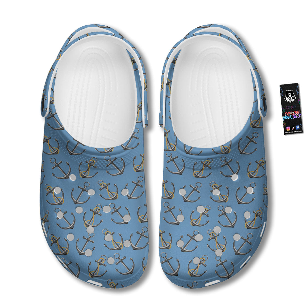 Anchor Nautical Print Pattern Clog-grizzshop