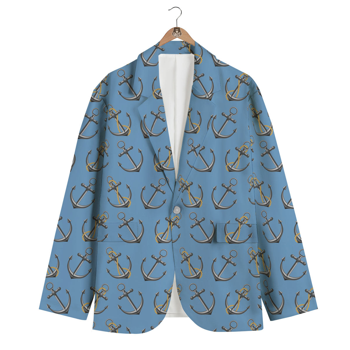 Anchor Nautical Print Pattern Men's Blazer-grizzshop