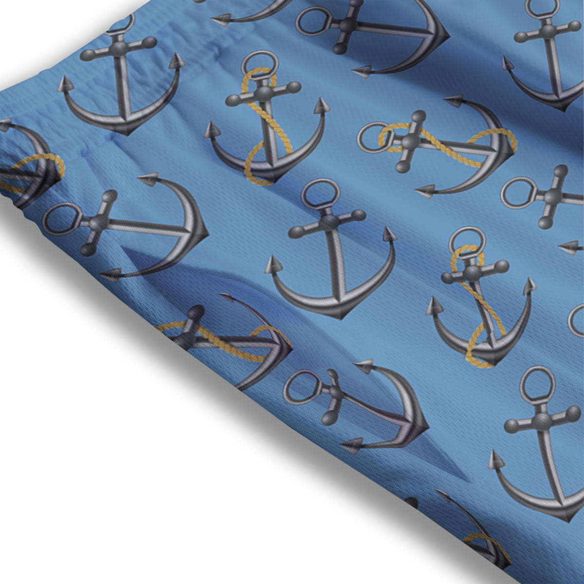 Anchor Nautical Print Pattern Mesh Shorts-grizzshop