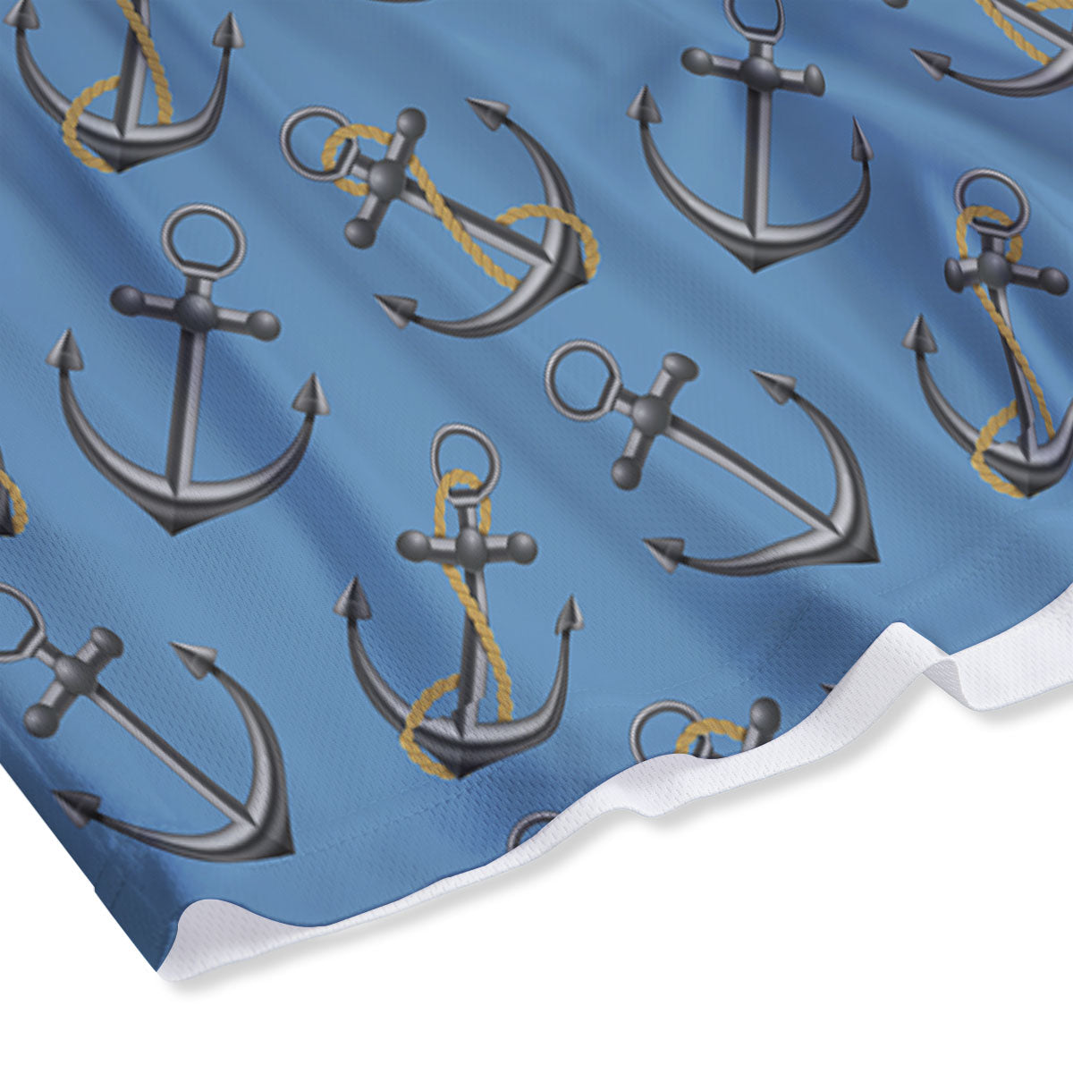 Anchor Nautical Print Pattern Mesh Shorts-grizzshop