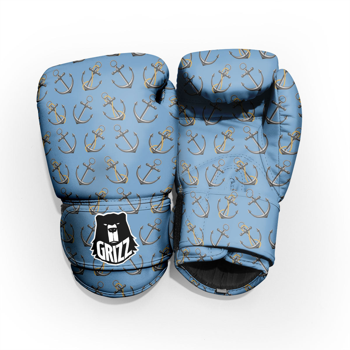 Anchor Nautical Print Pattern Sparring Gloves-grizzshop